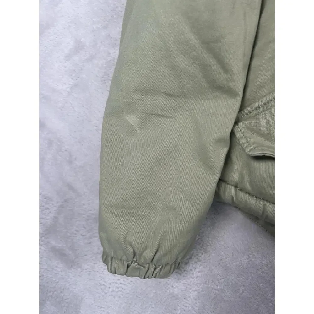 Abercrombie & Fitch Parka Womens XS Green Sherpa Lined Military Coat Y2K Fur - Picture 9 of 9